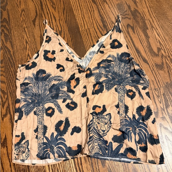 Las Surenas Animal Print Tank Top silk blend XL - Picture 3 of 4